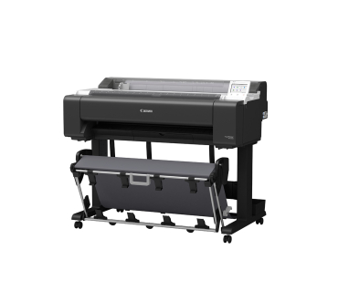 Canon imagePROGRAF TM-610M MFP Schrägansicht mit geöffnetem Auffangkorb