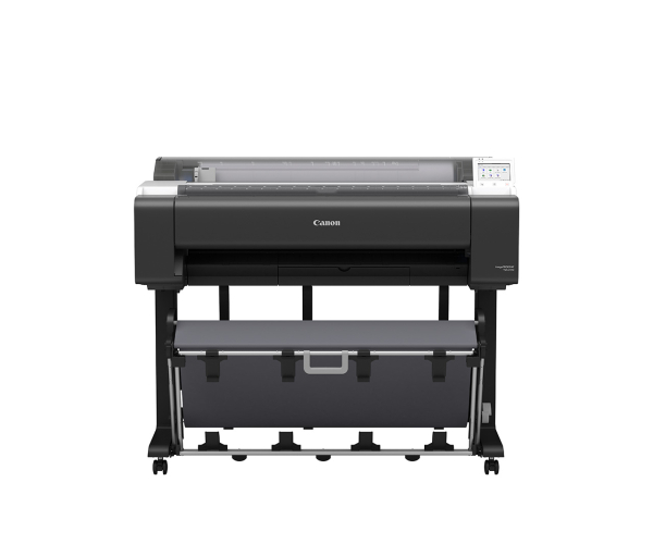 Canon imagePROGRAF TM-610M MFP Frontansicht mit Standfuß und Auffangkorb