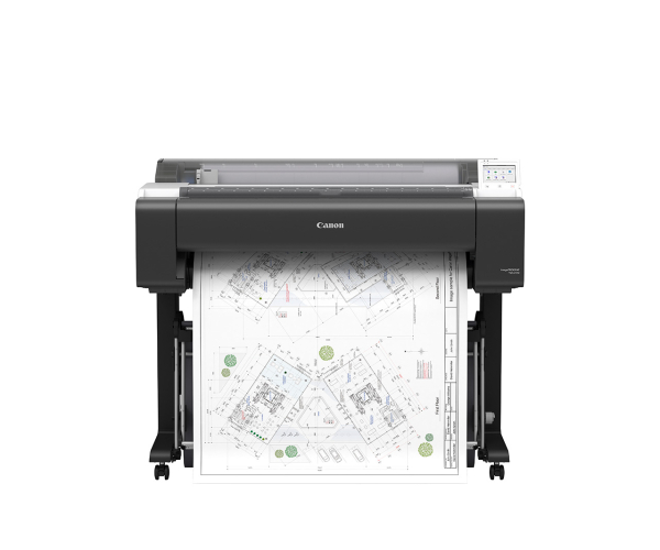 Canon imagePROGRAF TM-610M MFP Frontansicht mit ausgegebenem Lageplan